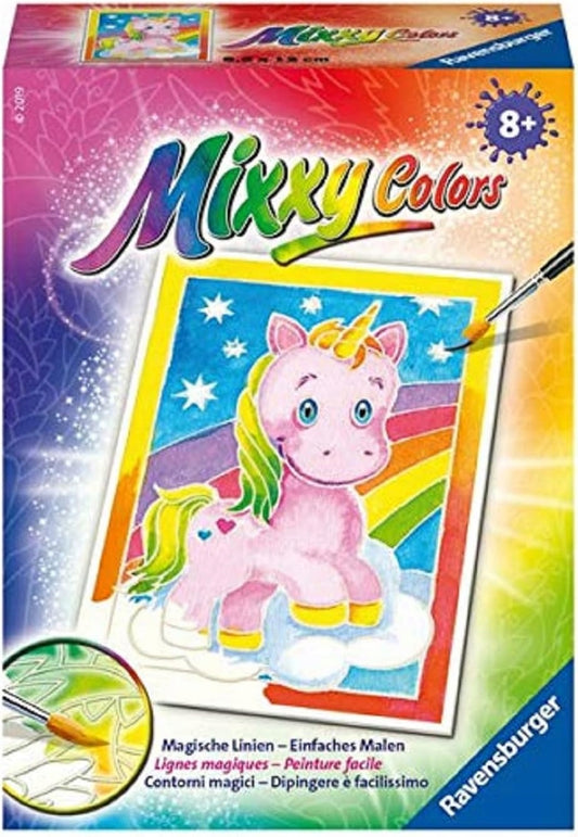 RAVENSBURGER Mixxy Colors šablóna na maľovanie jednorožca 8,5 x 12,5 cm