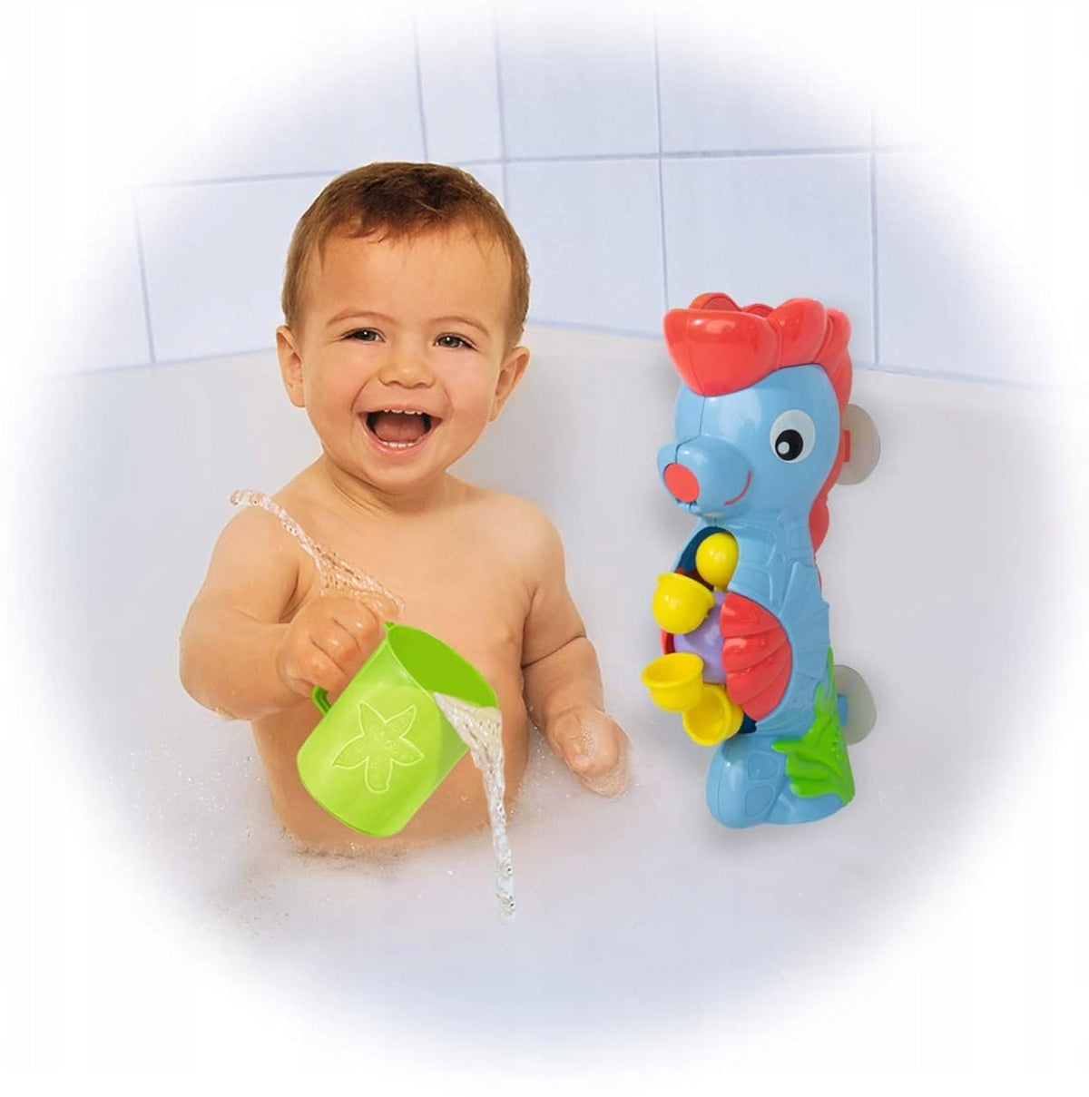 SIMBA ABC morský koník s vodným kolieskom a prísavkami + pohár 26 cm