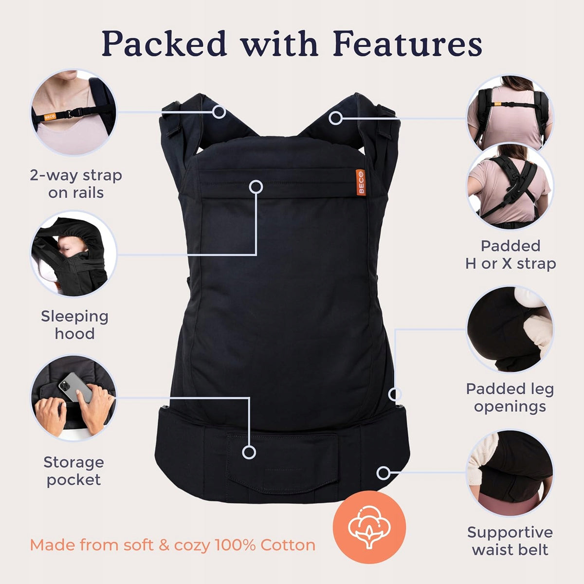 BECO TODDLER nosič s prackou 9-27kg