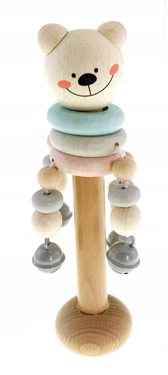 HESSrattle with teddy bear motifage 3 l+dominant colour beigelength 18 cmmaterials beechwood, birchfree from