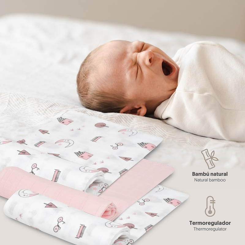 INTERBABY mušelínové zavinovačky x3 bambusová bavlna 55x70cm