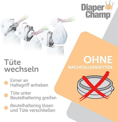 DIAPER CHAMP kôš na plienky NA VRECKÁ NA ODPAD +/-50 plienok