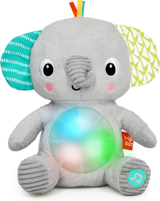 BRIGHT STARTS Huge-a-bye-Baby interaktívny slon s hudbou a svetlami 20 cm