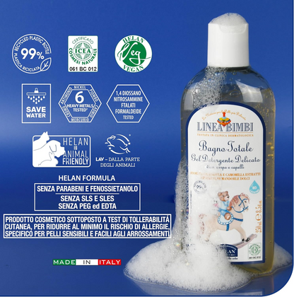 HELAN Linea Bimbi gél na kúpanie a šampón s mandľovými bielkovinami 250 ml 0+
