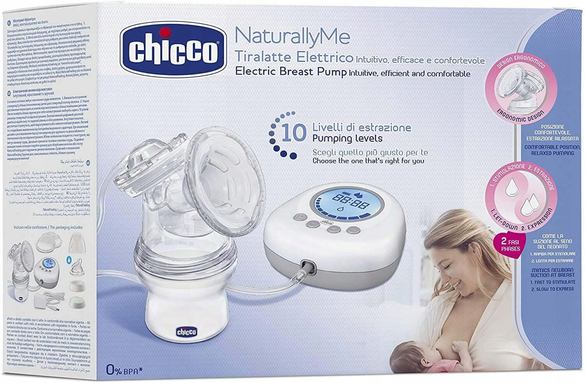 CHICCO NaturallyMe LAKTATOR elektryczny U, elektryczny laktator z 10 poziomami i 2 fazami