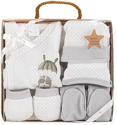 INTERBABY set regalo in cotone pigiama cappello calzini bavaglino collant