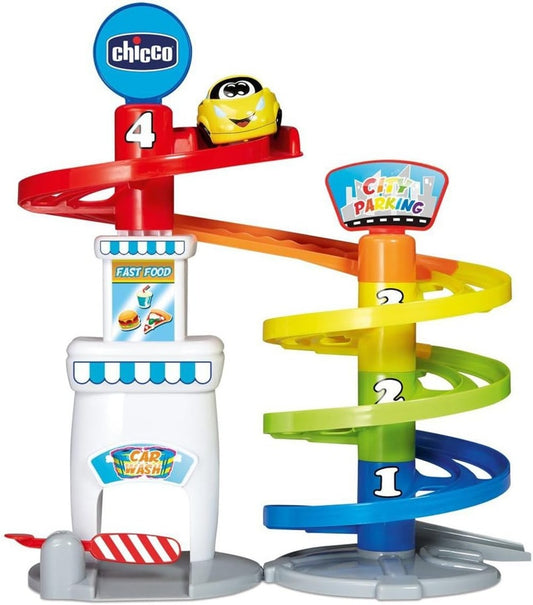 CHICCO parking de varios niveles 37 cm + coche Turbo Ball
