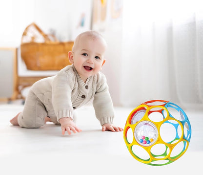 KIKUO Classic Ball hryzátko a úchopová loptička s hrkálkami 11,5 cm