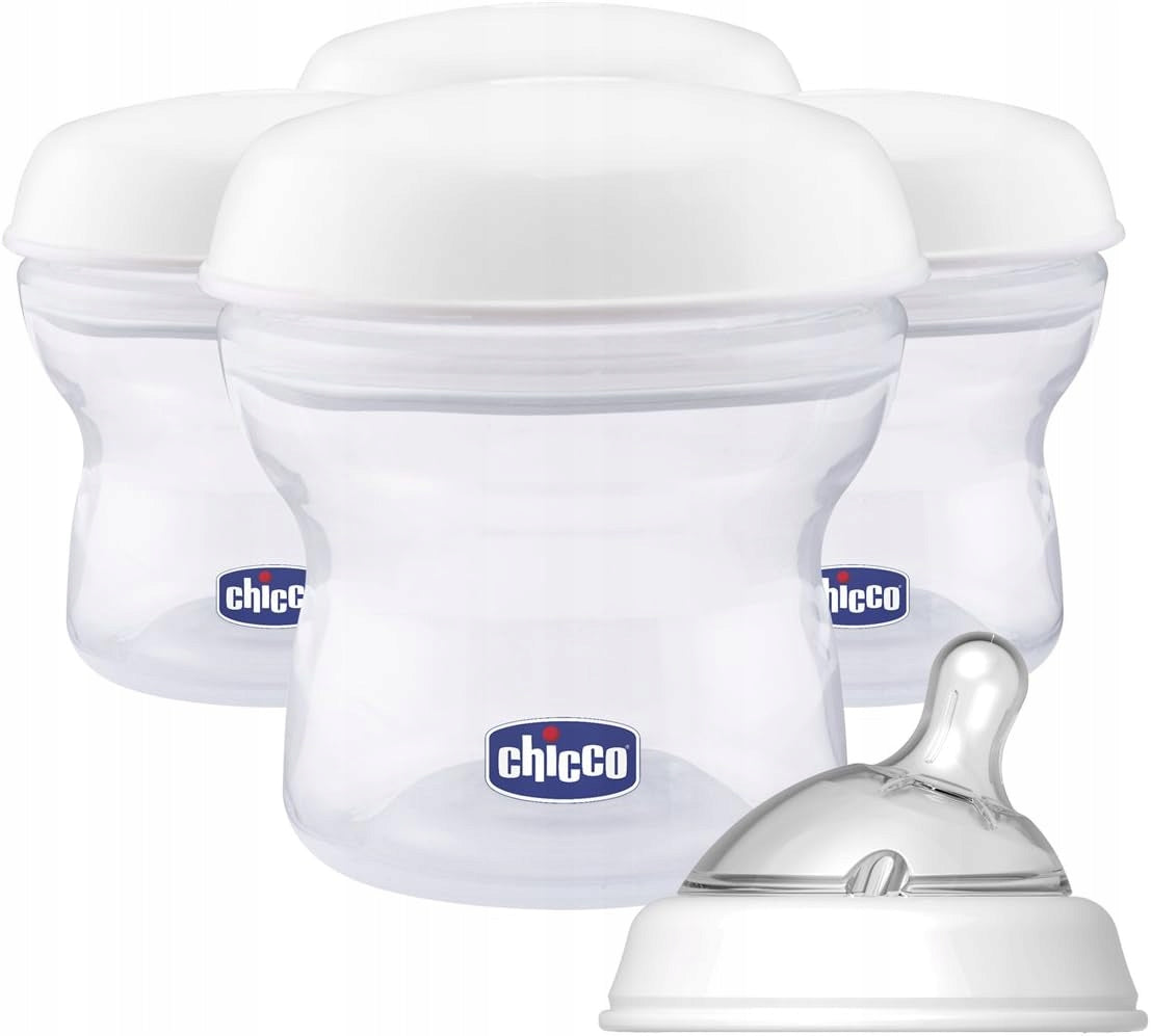CHICCO nádoby na mlieko 4 x 150 ml + cumlík s uzáverom