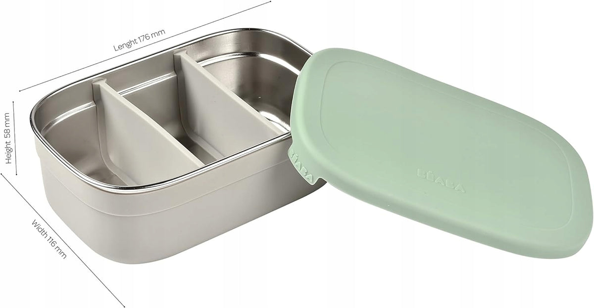 BEABA desiatový box lunchbox NEREZOVÁ OCEĽ 760 ml s priehradkami