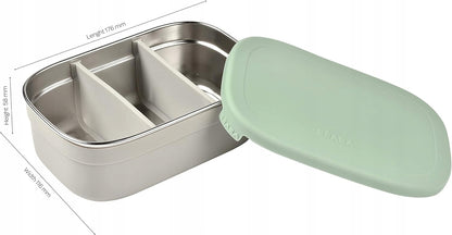 BEABA desiatový box lunchbox NEREZOVÁ OCEĽ 760 ml s priehradkami