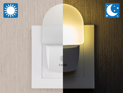 REER NightGuide lampka nocna LED do gniazdka, czujnik ciemności 6 x 9,5 cm