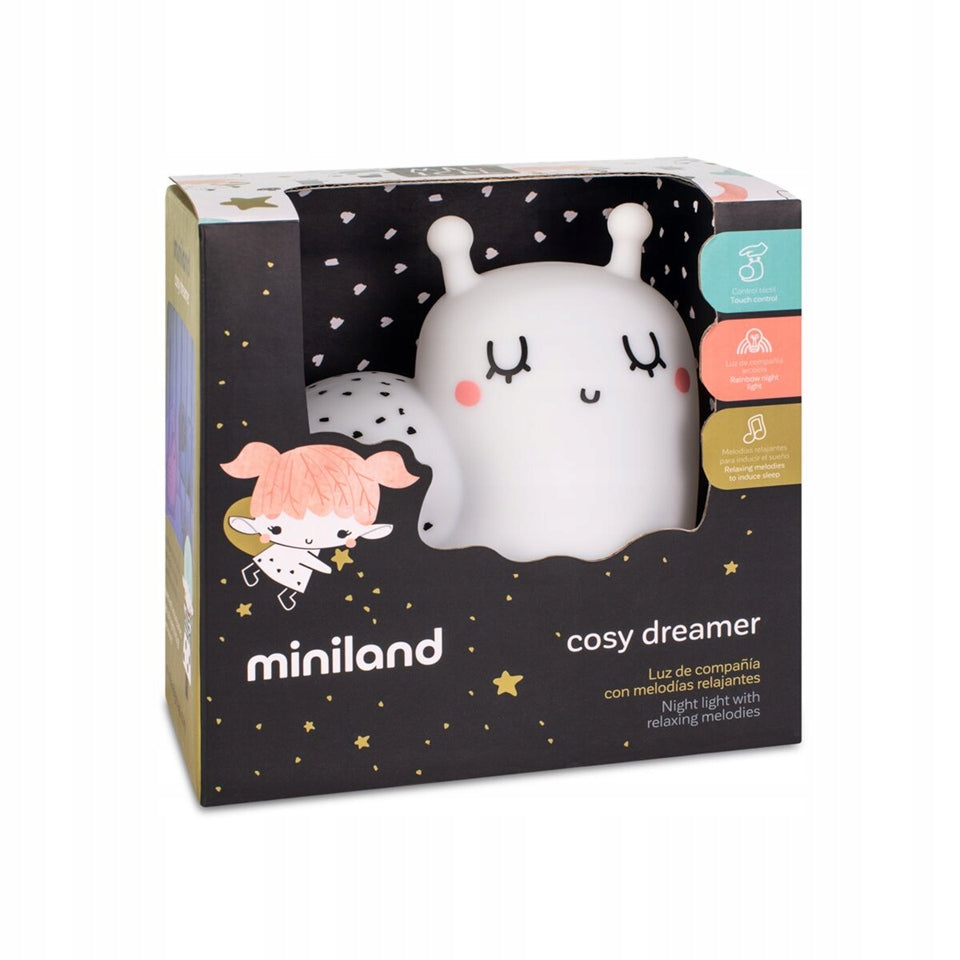 MINILAND Cosy Dreamer silikónová nočná lampička SLIMÁK 12,3 x 12,3 cm