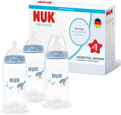 NUK First Choice súprava 3x fľaša 300 ml cumlík M 3 m+ VEĽRYBA