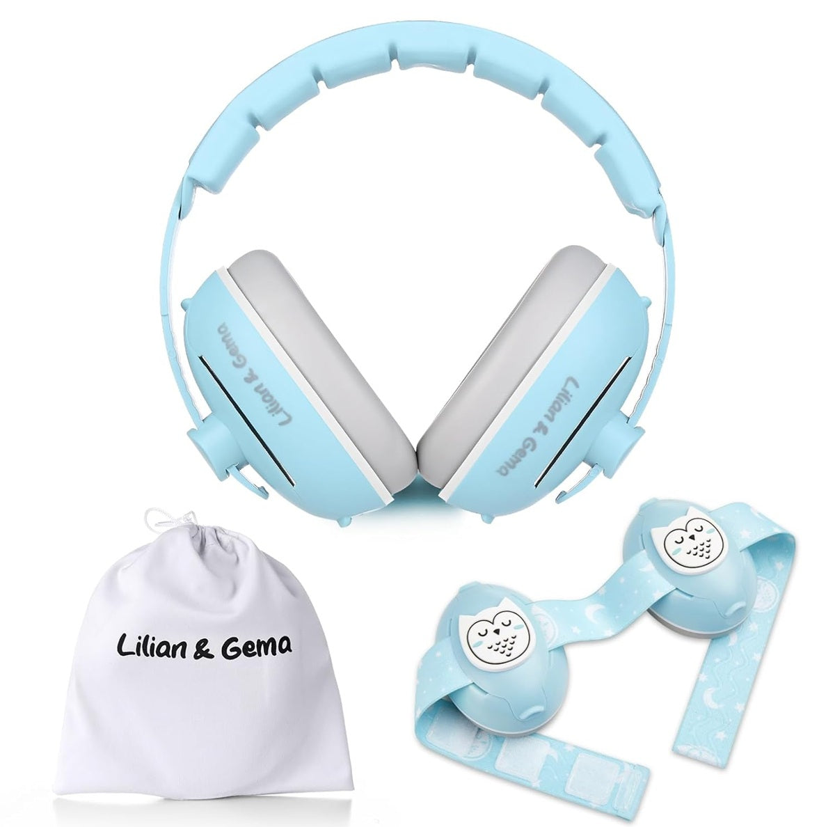 LILIAN & GEMA 2w1 słuchawki ochronne wygłuszające 25 dB + etui SOWA