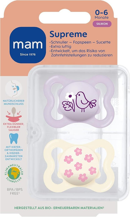 MAM SUPREME silikónový cumlík 0 – 6 m x2