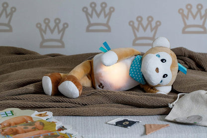INNOGIO GIO-881 przytulanka ze światełkiem i 10 dźwiękami MAŁPA LUCY 35 cm, brązowo-biała