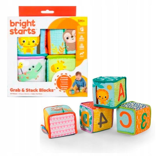 BRIGHT STARTS měkké edukační kostky GRAB & STACK
