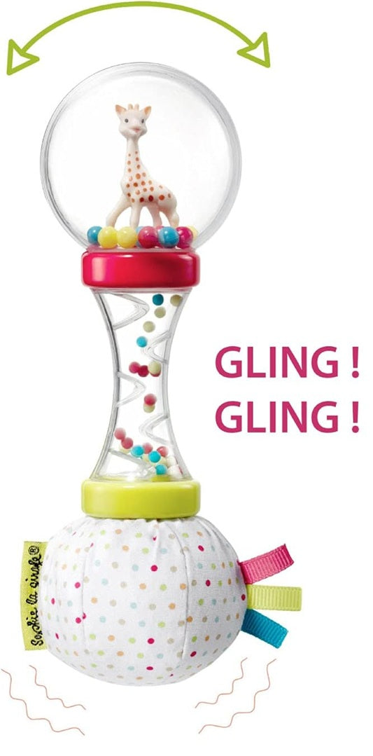 SOPHIE LA GIRAFE маракас с дрънкалка и шумоляща хартия 17 cm