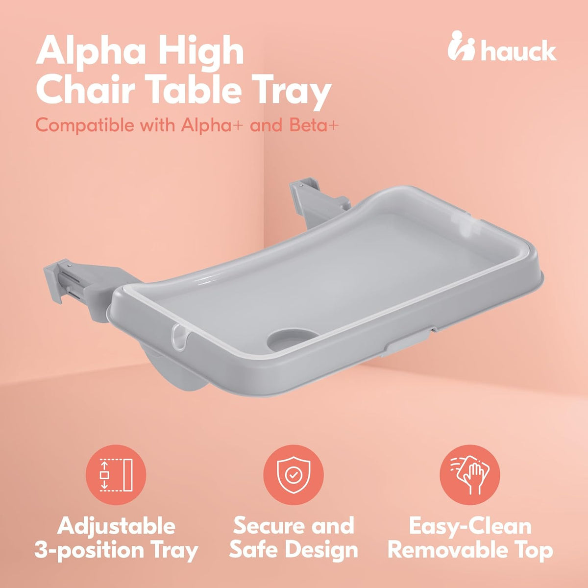 HAUCK Alpha Tray Grey prídavný pultík na jedálenskú stoličku