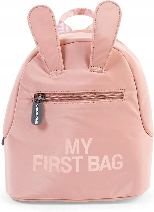 CHILDHOME My First Bag PLECAK dla dzieci miś różowy, plecak dziecięcy z uszami i kieszenią na zamek