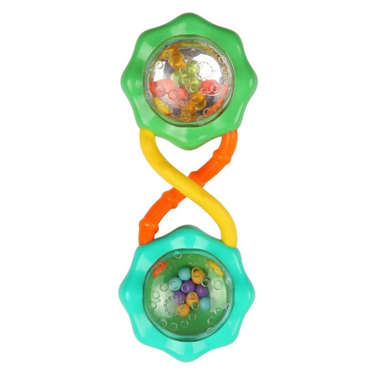 BRIGHT STARTS Teether & Rattle hryzadlo s úchytom a hrkálkou 5,5 x 14 cm