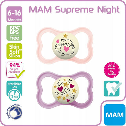 MAM SUPREME NIGHT silikónový cumlík 6-16 mesiacov