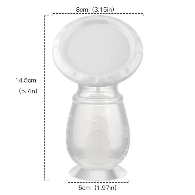 KOLEKTOR silikonowy do zbierania pokarmu 90ml, przezroczysty, 14,5 cm wysokości, 8 cm szerokości