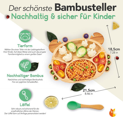 KLEINER FUCHS bambusový tanier s prísavkou + lyžička KRAB