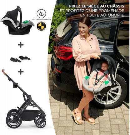 KINDERKRAFT B-TOUR 3w1 wózek wielofunkcyjny do 22kg + fotelik MINK PRO – LIGHT GREY – zdjęcie 14