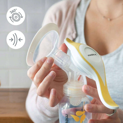MEDELA Harmony Flex laktator ręczny 2fazowy, kompaktowy żółto-biały laktator ręczny z technologią 2-Phase Expression