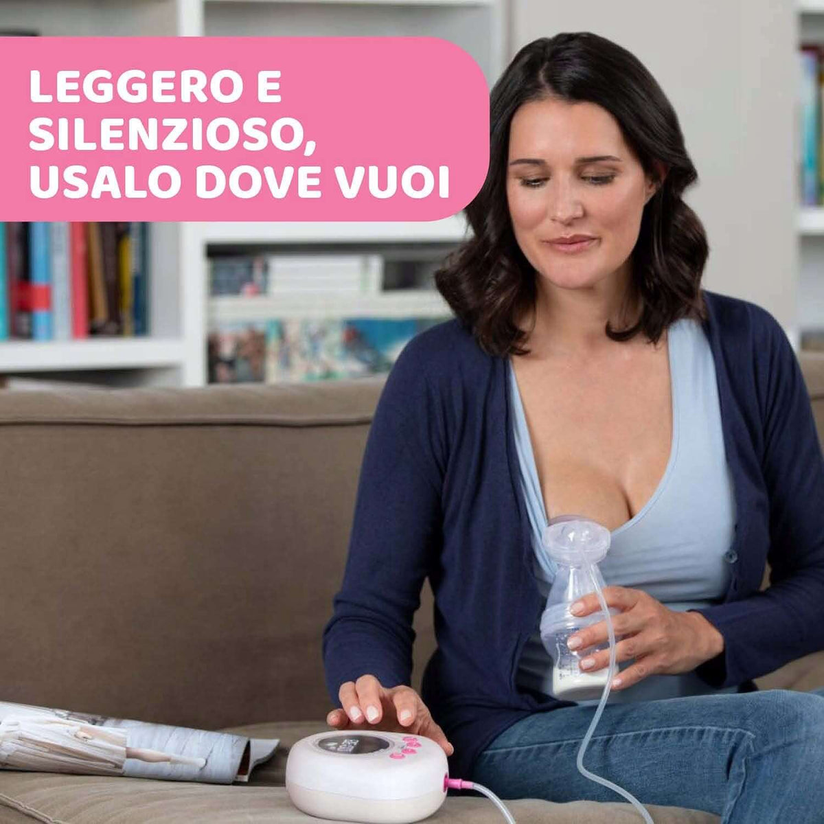 CHICCO NaturallyMe LAKTATOR elektryczny, lekki i cichy laktator biało-różowy do wygodnego odciągania mleka w domu
