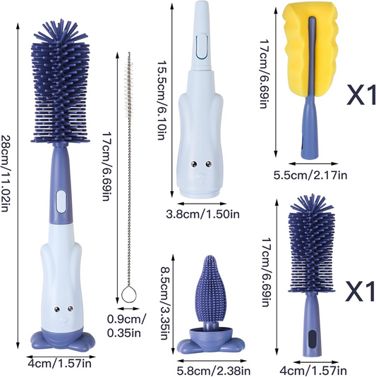 ABIRDON 3v1 silikónové kefky na čistenie fliaš, cumlíkov a slamiek 28cm