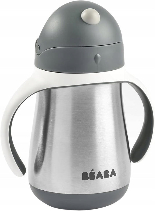 BEABA hrnek s brčkem NELÉVAJÍCÍ NEREZOVÝ 250 ml