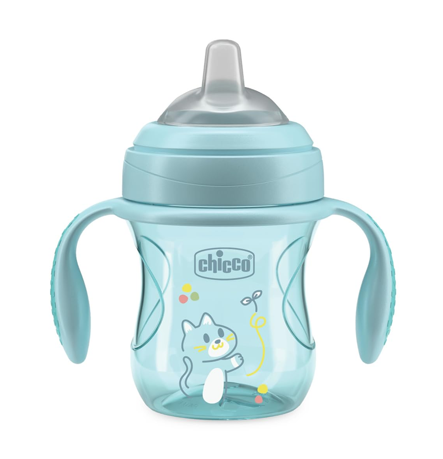 CHICCO Transition Cup netečúci pohár s náustkom a úchytmi 200 ml 4 m+