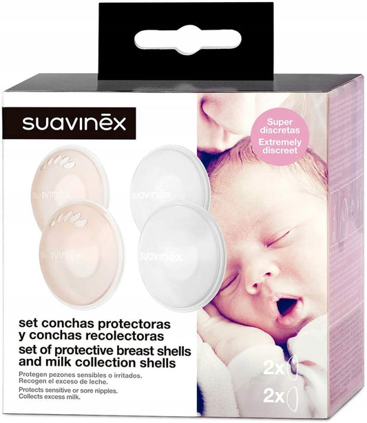 SUAVINEX prsné mušle na zachytávanie mlieka + ochranné mušle