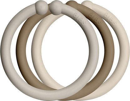 BIBS LOOPS 12x zawieszki uniwersalne w odcieniach brązu i beżu, elastyczne zawieszki do smoczka i wózka
