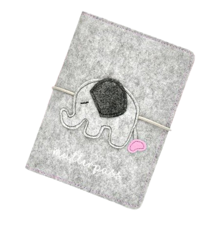 BABY CHEEK plstené puzdro na tehotenskú kartu SLON 13,5 x 19,5 cm
