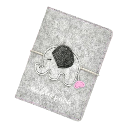 BABY CHEEK funda de fieltro para tarjeta de embarazo ELEFANTE 13,5 x 19,5 cm