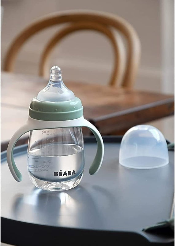 BEABA Training Bottle 2 v 1, netečúci pohárik s dvoma náustkami, 210 ml, od 4 mesiacov