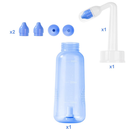 URAQT Neti Poti nosová výplachová súprava pre deti a dospelých, 2 nadstavce, 300 ml