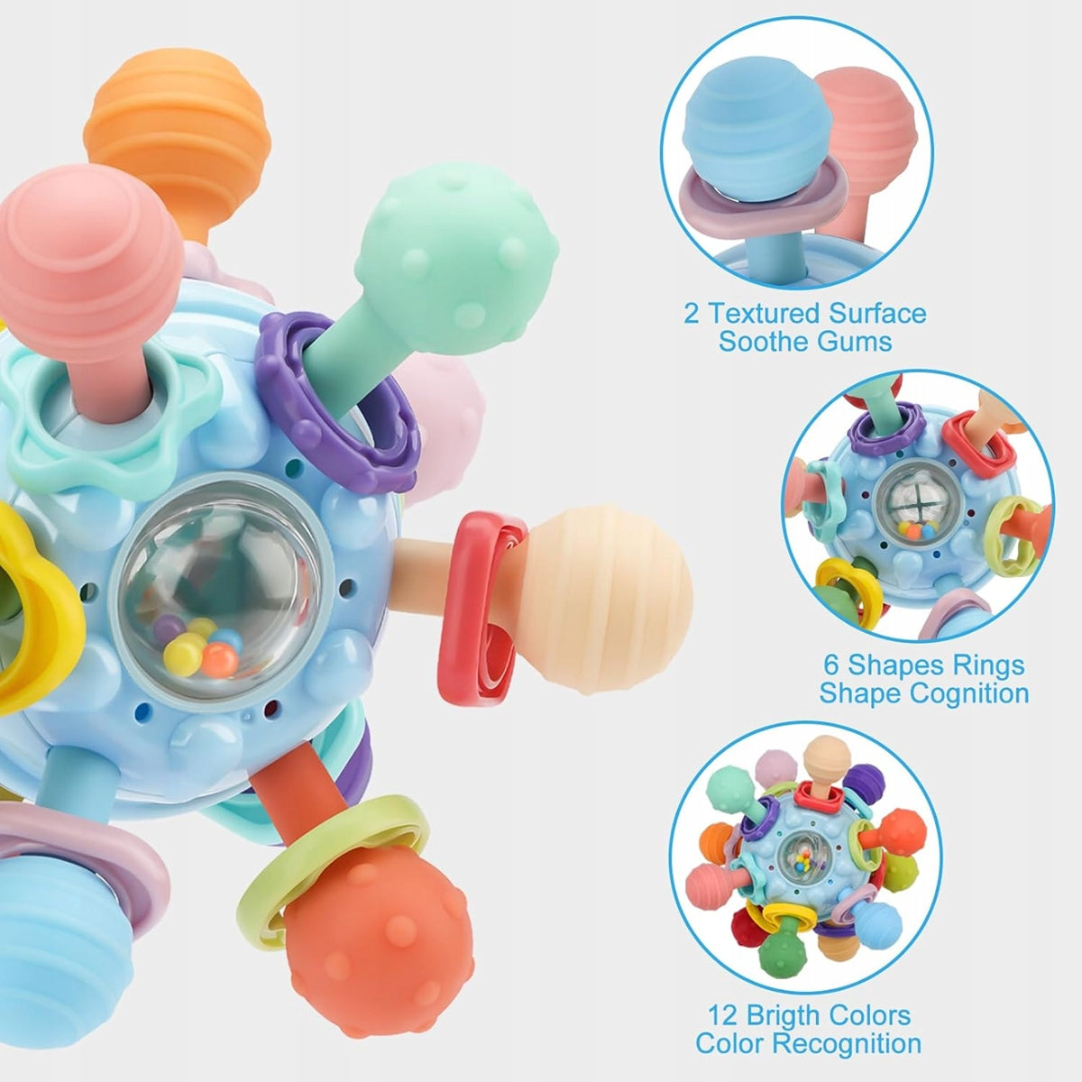 VORENUS Spinning Ball senzorická loptička a hryzadlo 11 cm