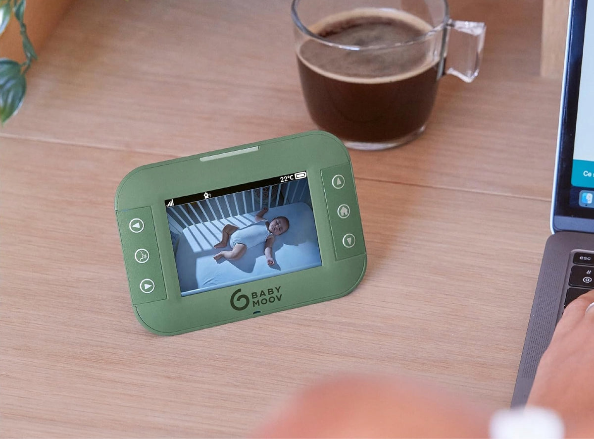 BABYMOOV Yoo Master zdalnie sterowana niania elektroniczna 3,5" zielona z monitorem i obrazem dziecka