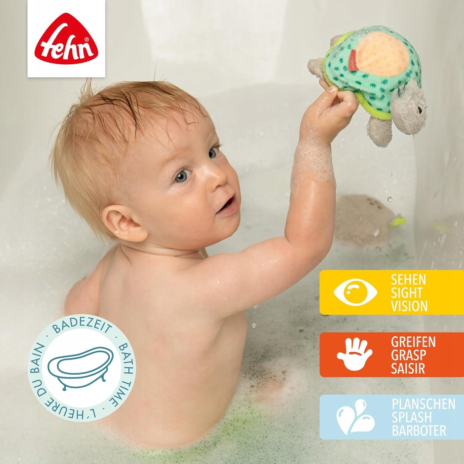 FEHN gąbka do mycia zabawka do kąpieli ŻÓŁW 14 cm 0+