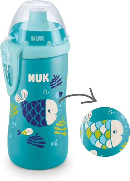 NUK Junior Cup FĽAŠA 18 m+ náustok push-pull 300 ml EFEKT CHAMELÓNA