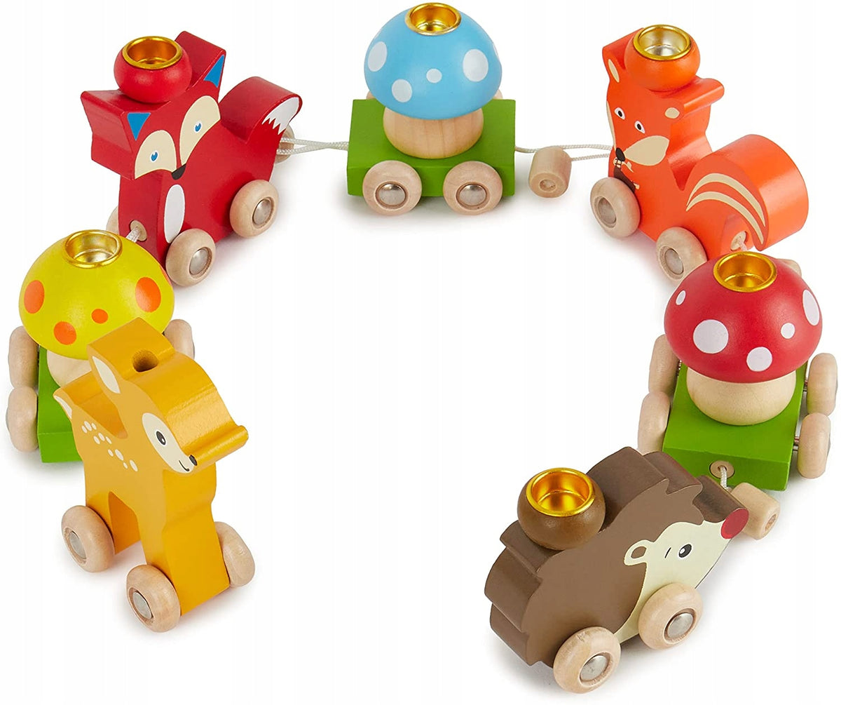 BIECO treno di compleanno in legno ANIMALI DELLA FORESTA