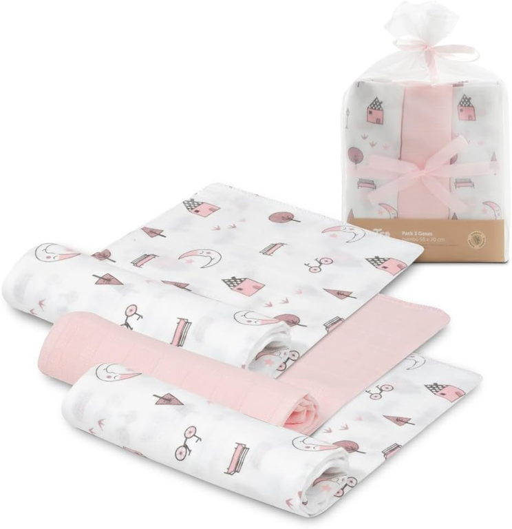INTERBABY mušelínové zavinovačky x3 bambusová bavlna 55x70cm