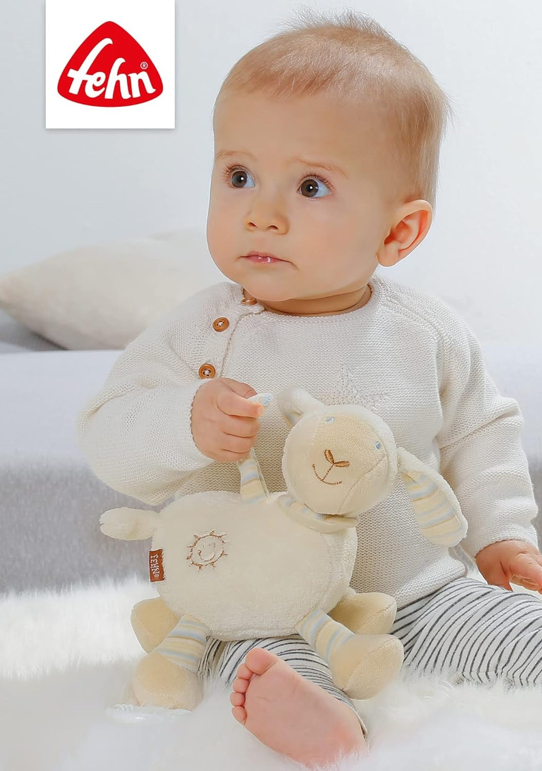 FEHN pendente de peluche com caixa de música OVELHA 17 cm canção de embalar de Brahms