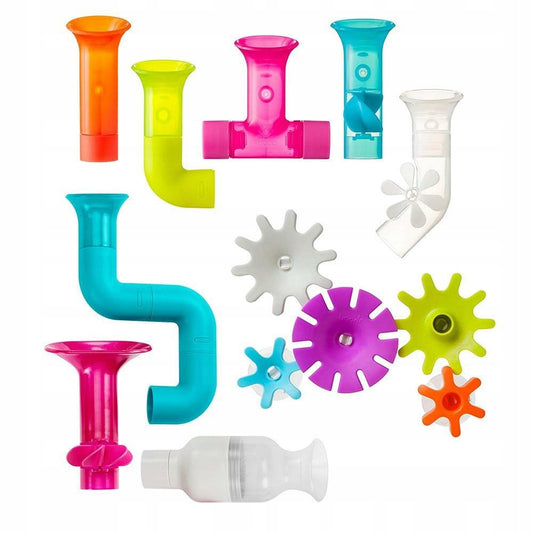 BOON jouets de bain avec ventouses TUBES ROUES DENTÉES 13 pièces.