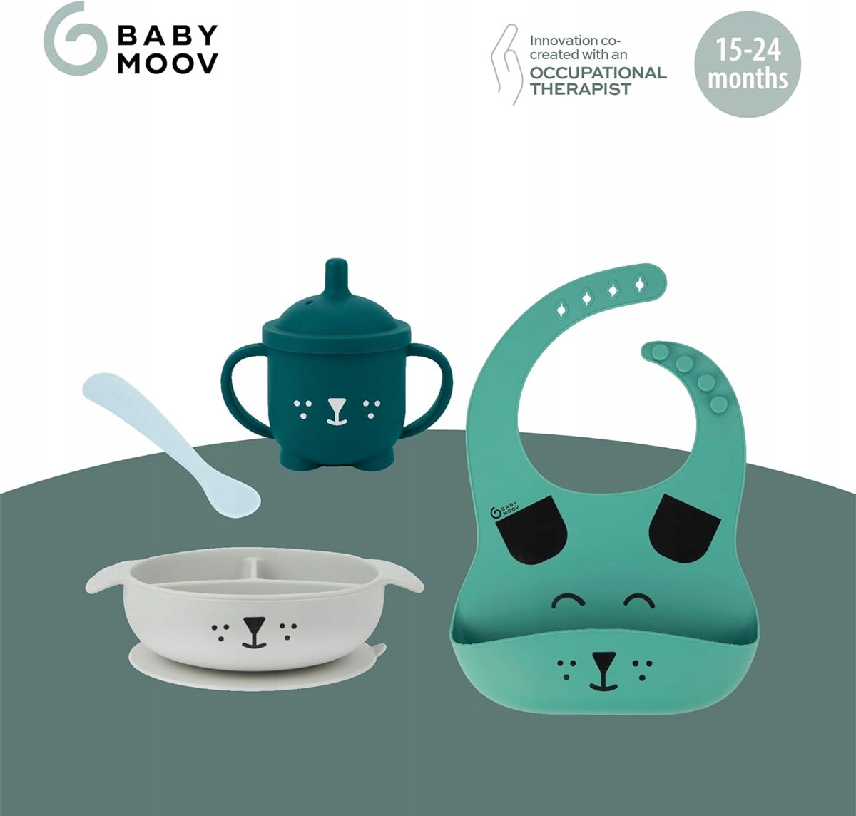 BABYMOOV LEARN'ISY súprava riadu 15-24m, silikón